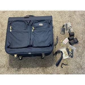 Vintage Tumi Rolling Garment Bag Nylon Navy Blue Wheeled Large Accessories Rare